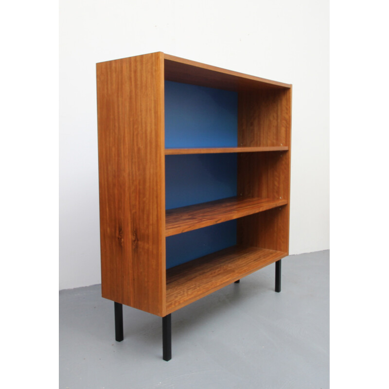 Mid century blue bookcase in walnut - 1960s