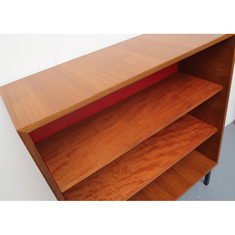 Vintage teak red bookshelves - 1960s