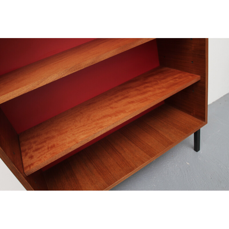 Vintage teak red bookshelves - 1960s