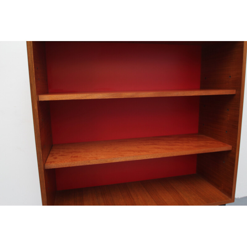 Vintage teak red bookshelves - 1960s