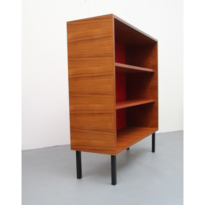 Vintage teak red bookshelves - 1960s