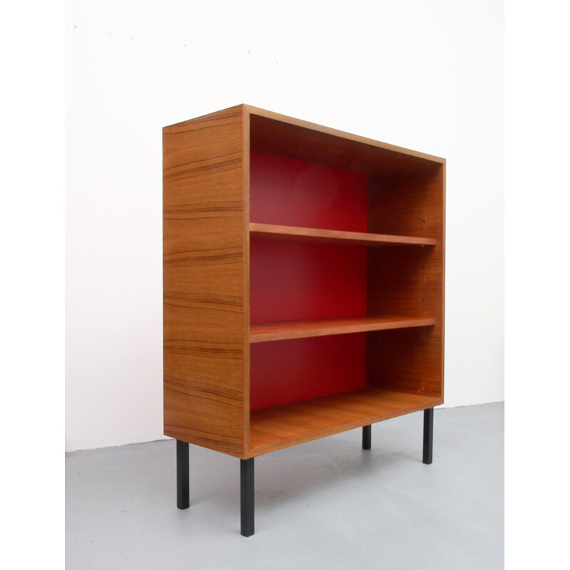 Vintage teak red bookshelves - 1960s