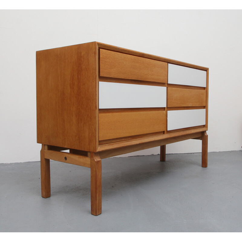 Mid-centuty oakwood sideboard with 6 drawers produced by FDD - 1960s