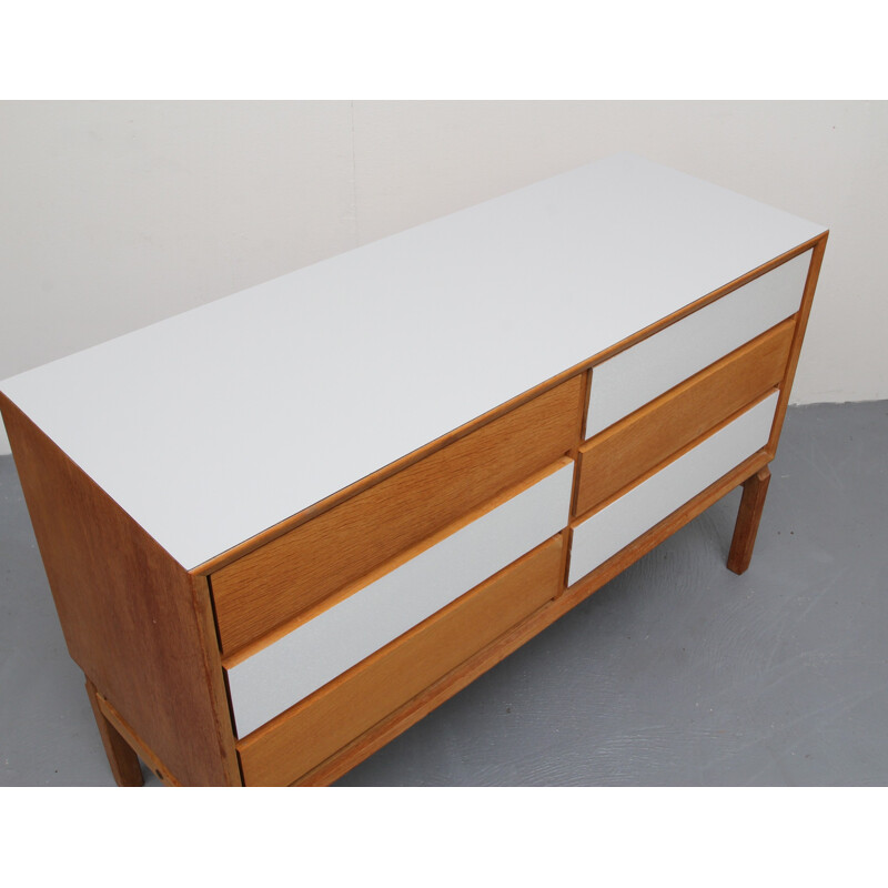 Mid-centuty oakwood sideboard with 6 drawers produced by FDD - 1960s