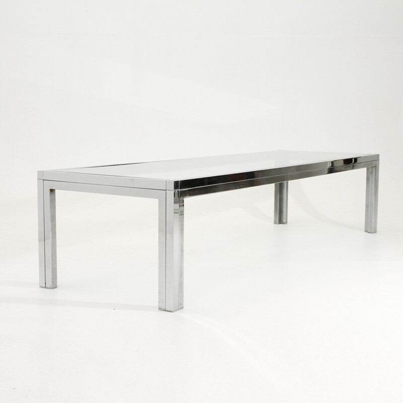 Vintage Italian chrome-plated and glass coffee table - 1970s