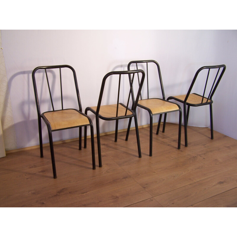 Set of 4 chairs NDS by Jacques Hitier - 1950s