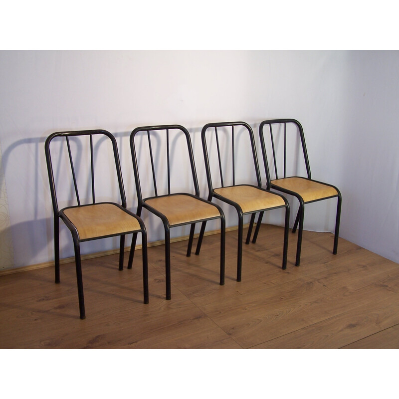 Set of 4 chairs NDS by Jacques Hitier - 1950s