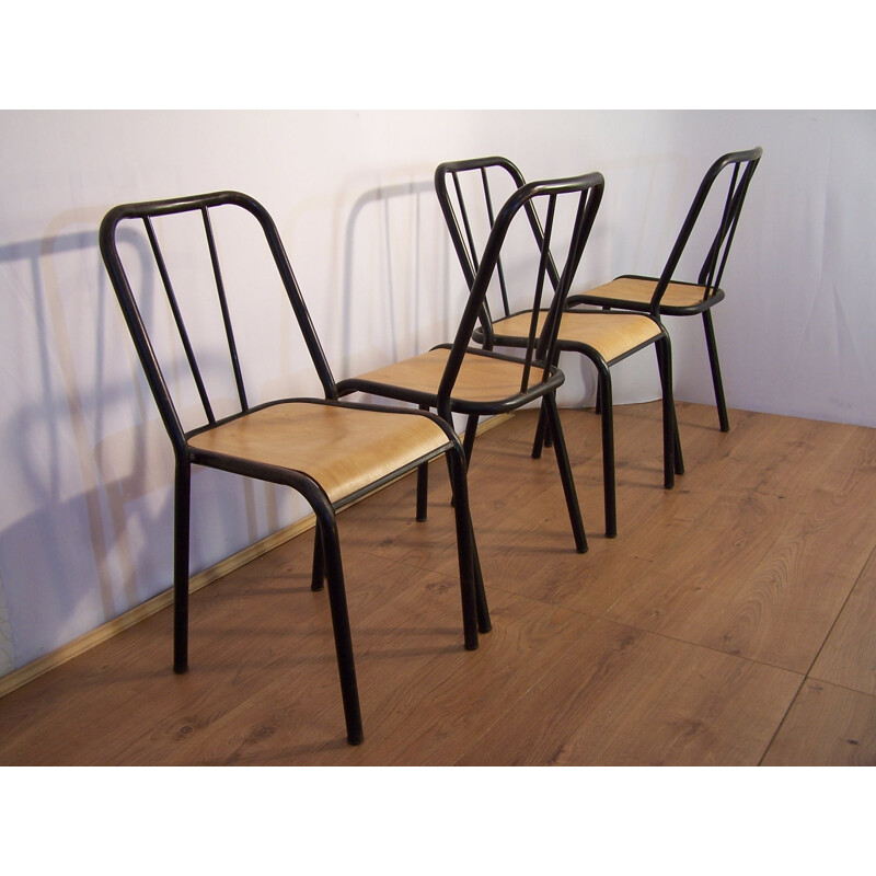 Set of 4 chairs NDS by Jacques Hitier - 1950s