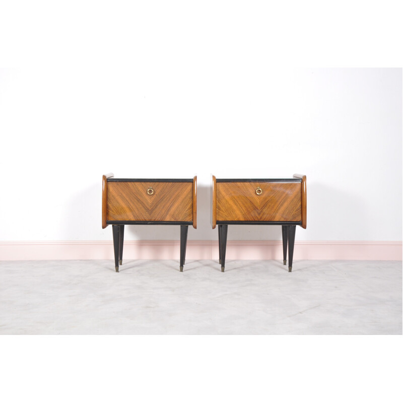 Ensemble de 2 Tables de chevet vintage en palissandre de - 1950