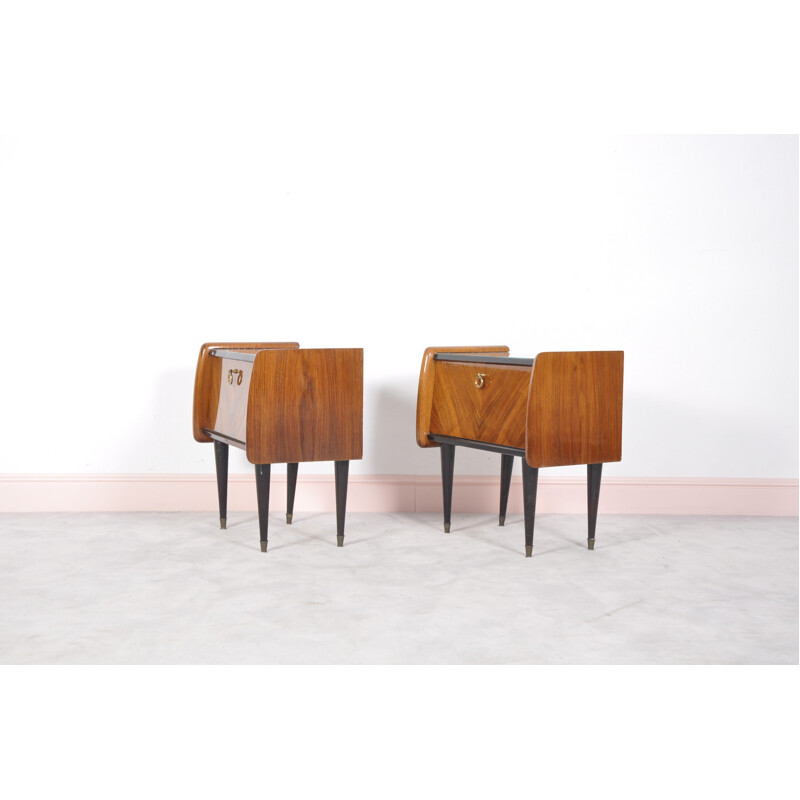 Ensemble de 2 Tables de chevet vintage en palissandre de - 1950