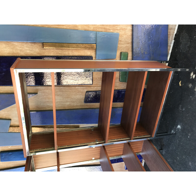 Pair of mid century bookcases in wood and steel - 1960s