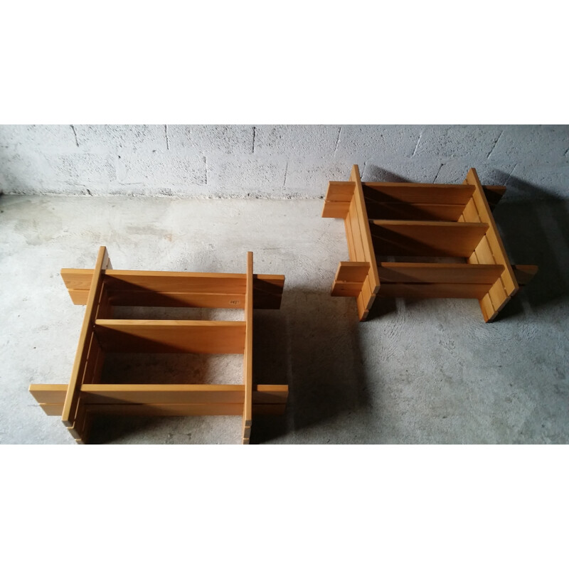 Modular elmwood shelves for Regain - 1970s