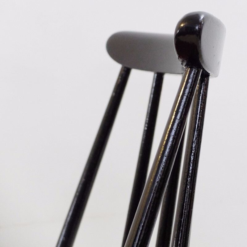 Set of 6 black Fanett chairs by Ilmari Tapiovaara - 1960s