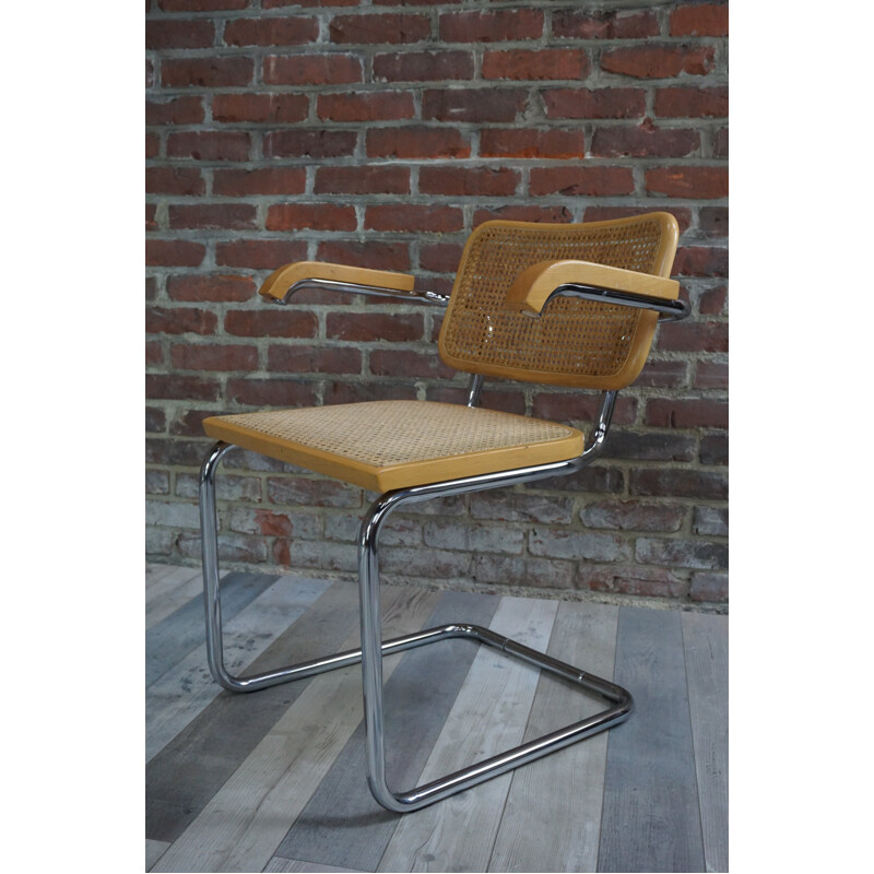 Fauteuil B64 en bois et en chrome par Marcel Breuer - 1960