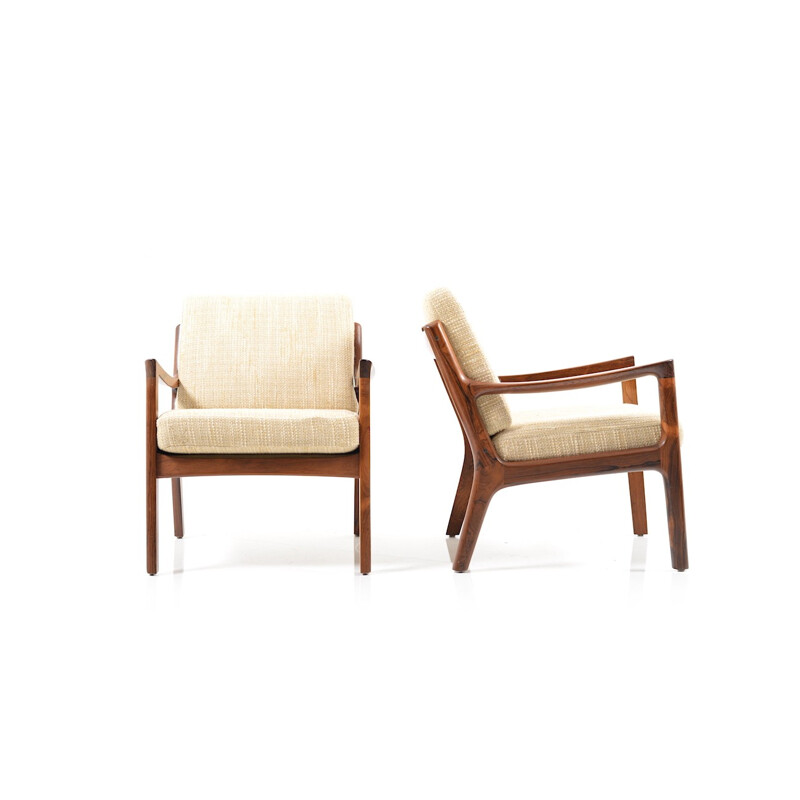 Pair of Senator easy chairs in rosewood by Ole Wanscher - 1960s