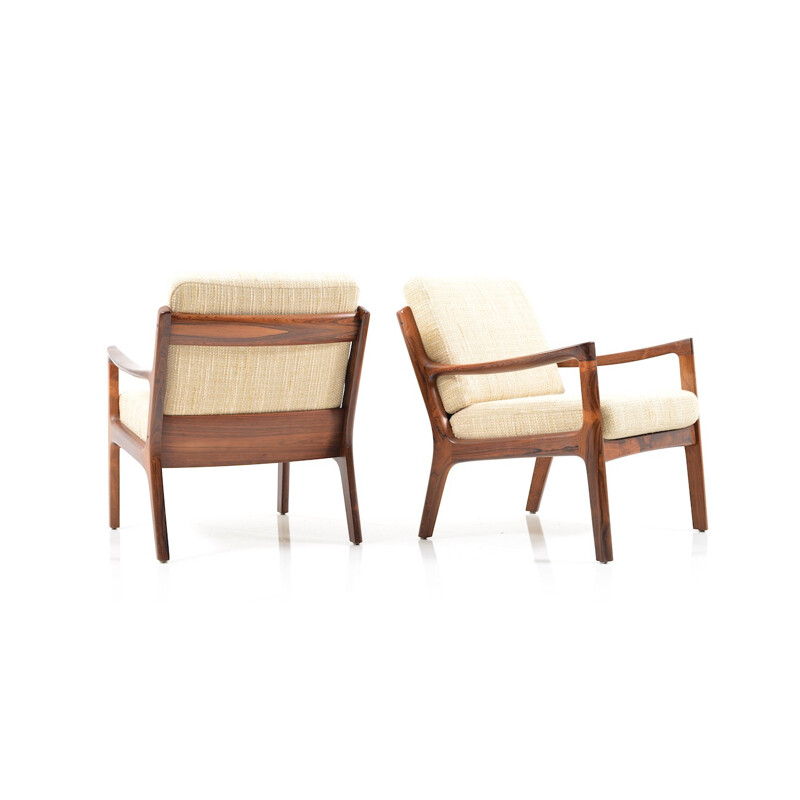 Pair of Senator easy chairs in rosewood by Ole Wanscher - 1960s