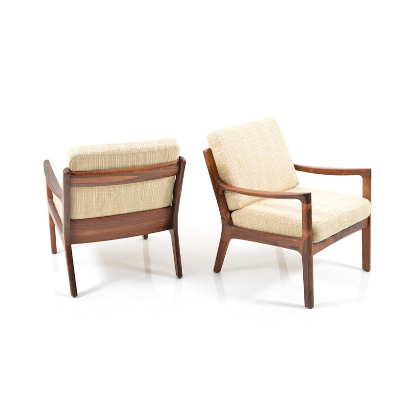 Pair of Senator easy chairs in rosewood by Ole Wanscher - 1960s