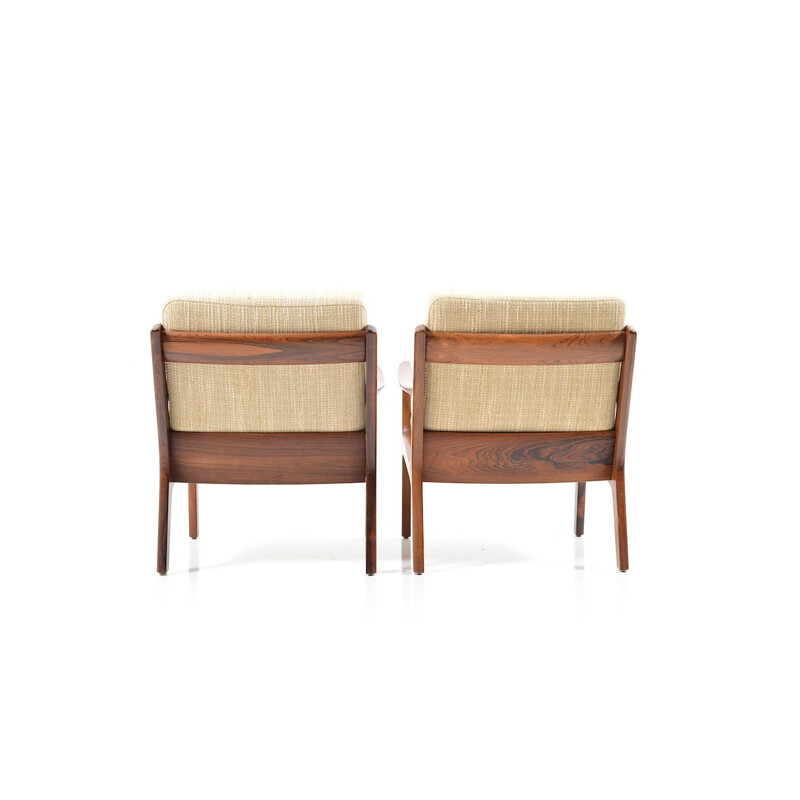Pair of Senator easy chairs in rosewood by Ole Wanscher - 1960s