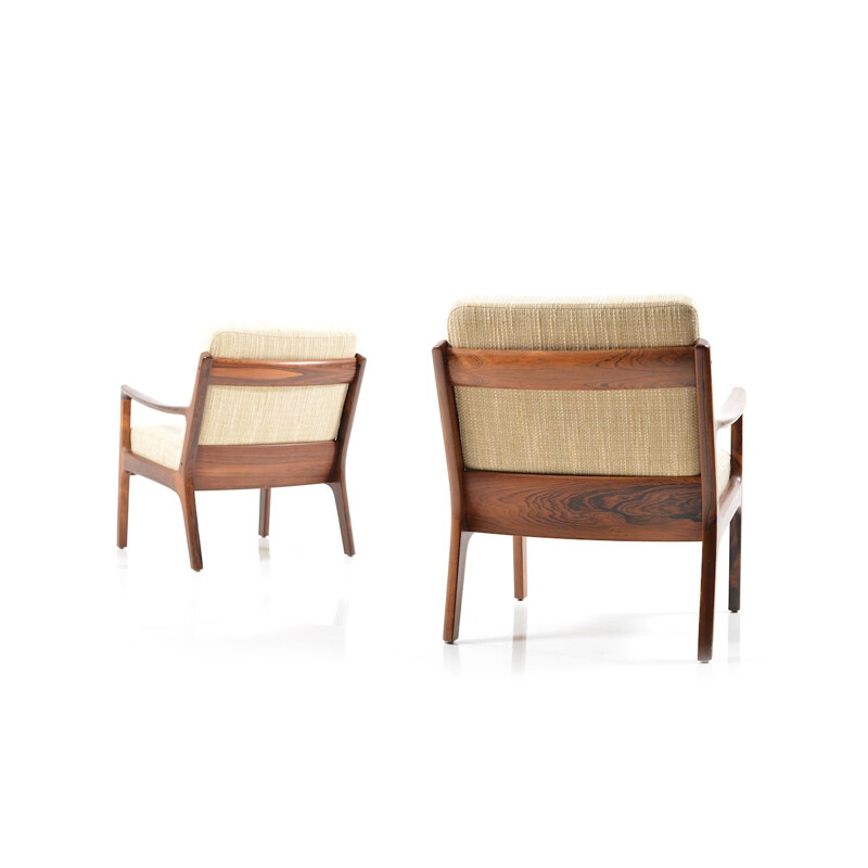 Pair of Senator easy chairs in rosewood by Ole Wanscher - 1960s