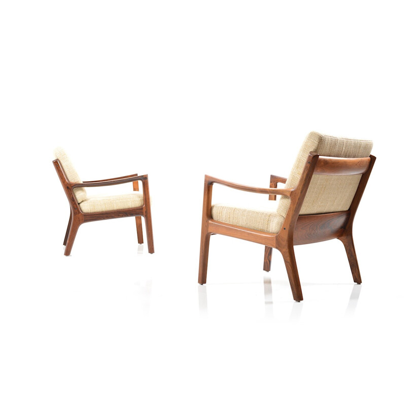 Pair of Senator easy chairs in rosewood by Ole Wanscher - 1960s