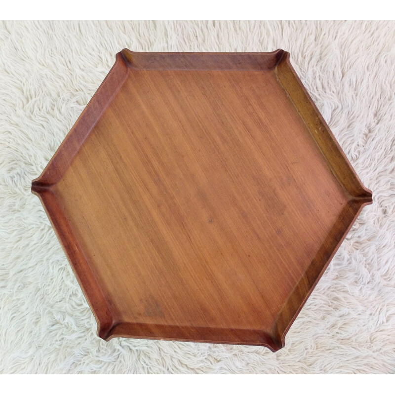 Coffee table in teak and brass by Aldo Tura - 1950s