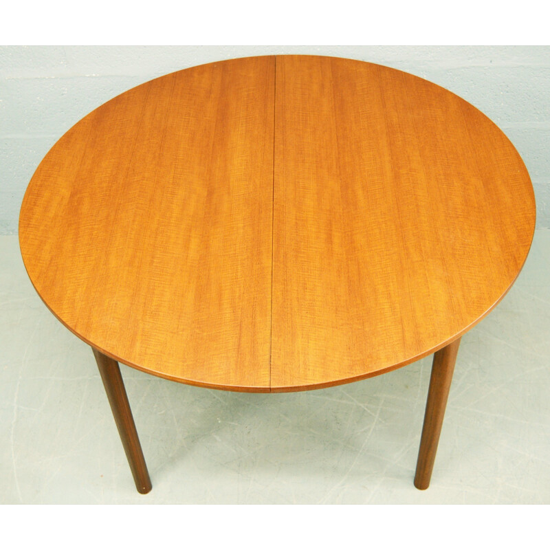Mid-Century teak circular extendable dining Table for McIntosh 