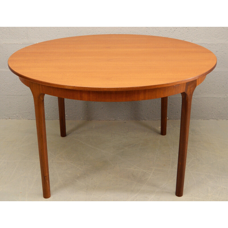 Mid-Century teak circular extendable dining Table for McIntosh 