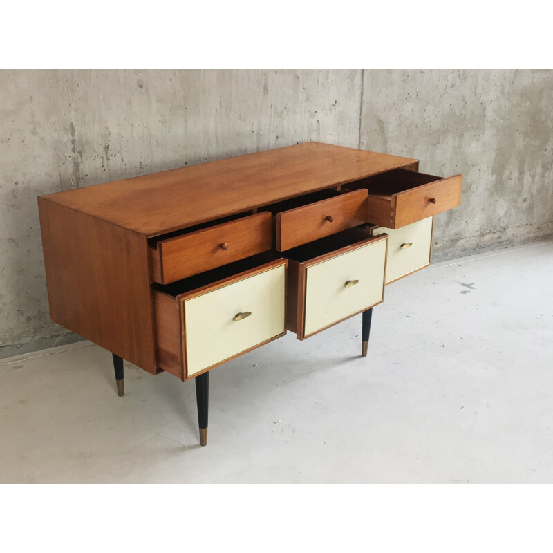 Mid century chest drawers with brass trim - 1960s