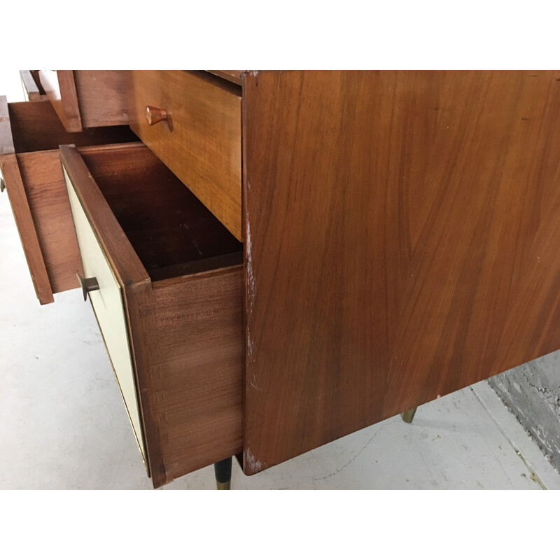 Mid century chest drawers with brass trim - 1960s