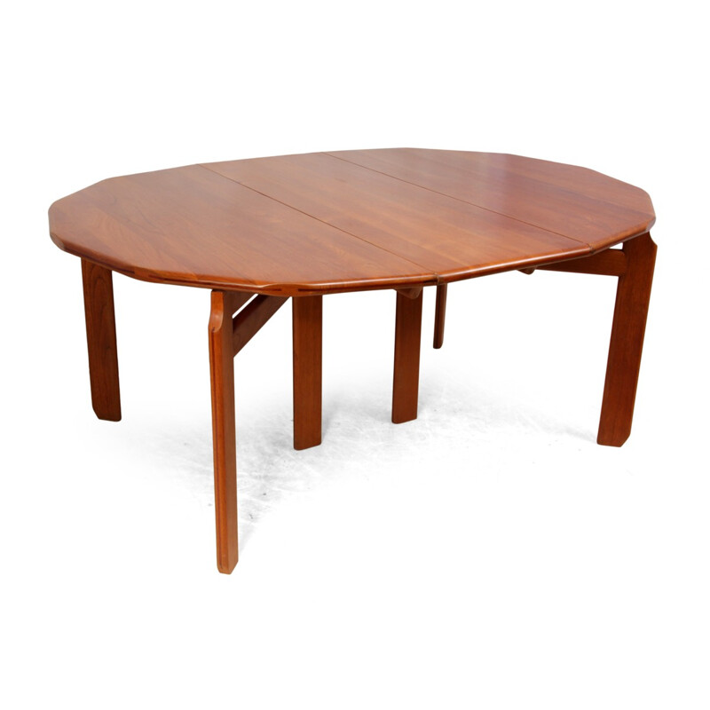 Mid century solid teak Dutch dining table - 1960s