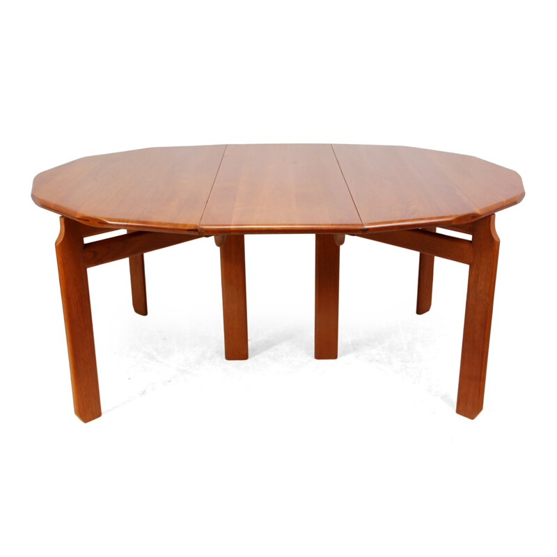 Mid century solid teak Dutch dining table - 1960s