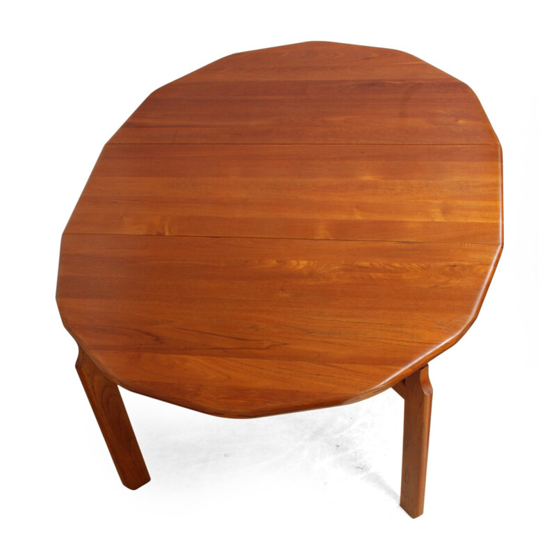 Mid century solid teak Dutch dining table - 1960s