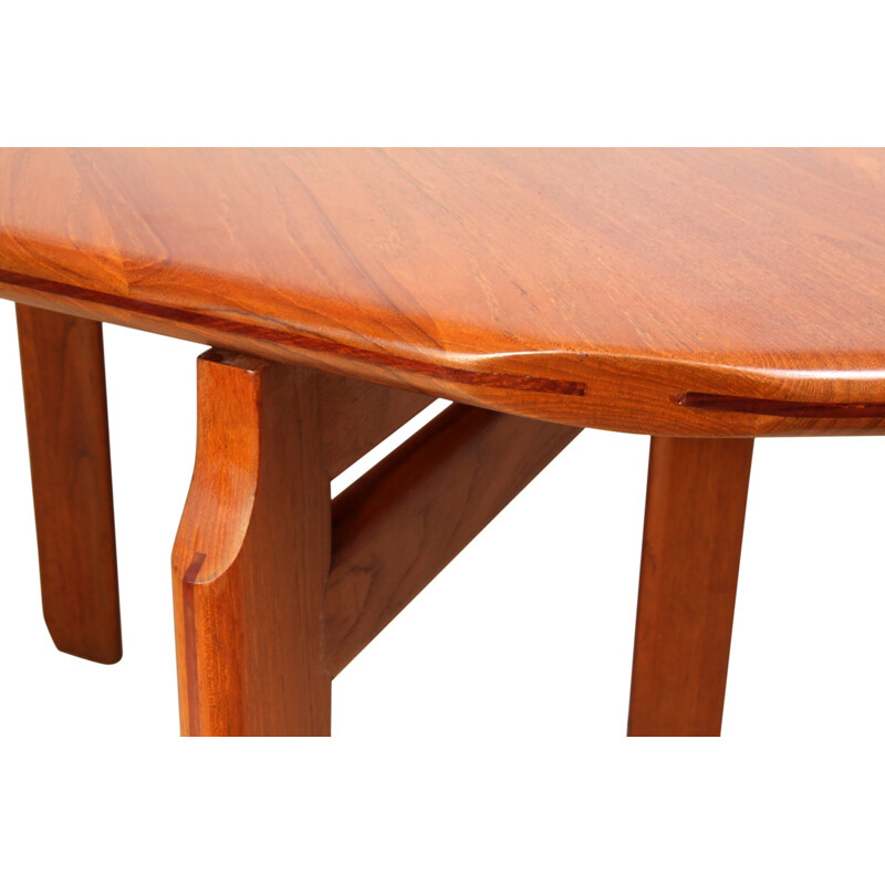 Mid century solid teak Dutch dining table - 1960s