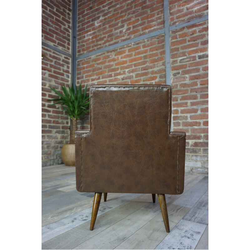 Club brown leatherette children armchair - 1950s