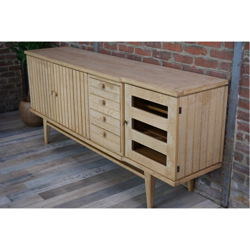Solid oak mid century sideboard by Guillerme and Chambron - 1950s