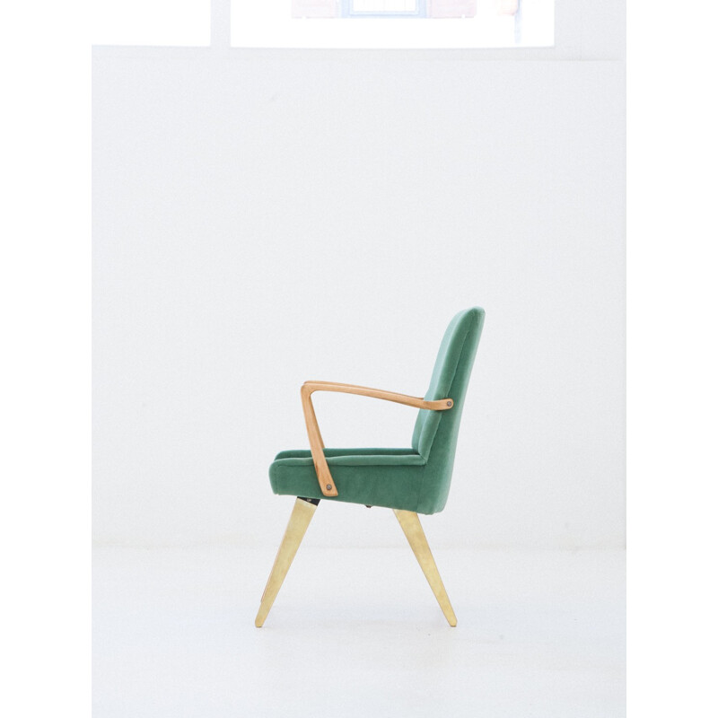 Mid-Century green velvet armchair - 1950s