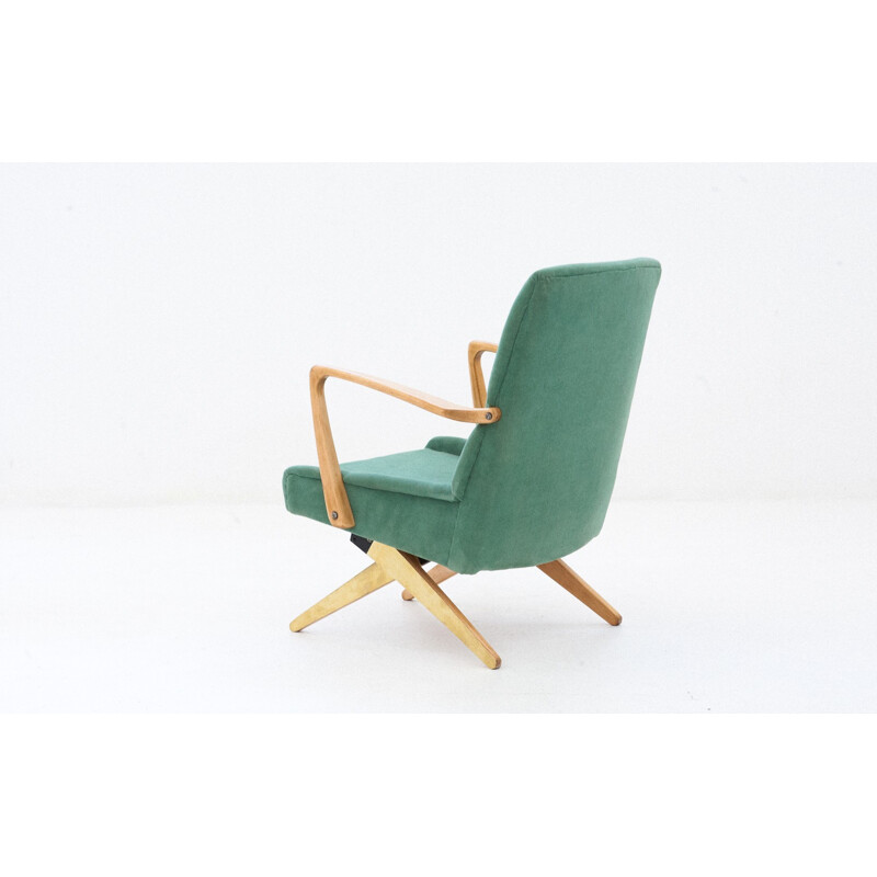 Mid-Century green velvet armchair - 1950s