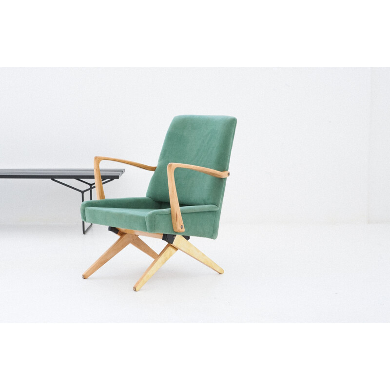 Mid-Century green velvet armchair - 1950s