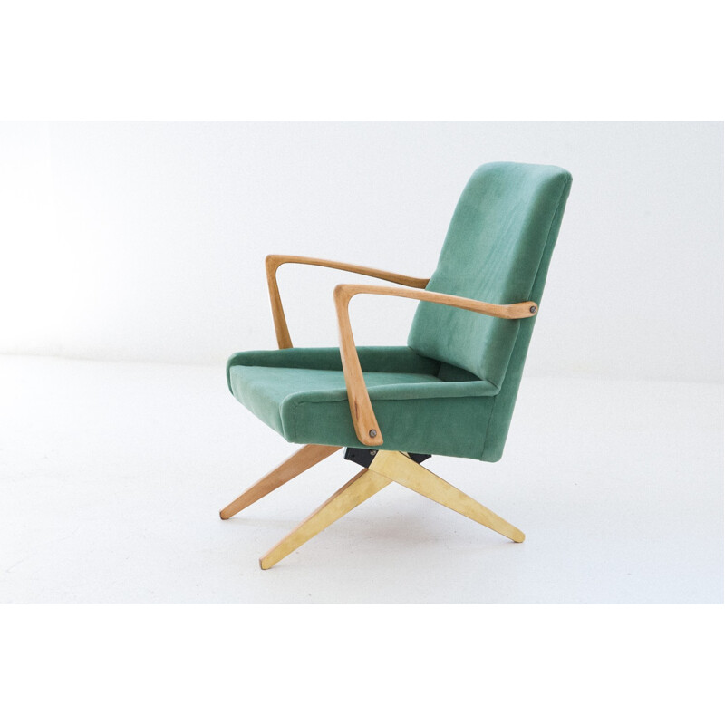 Mid-Century green velvet armchair - 1950s