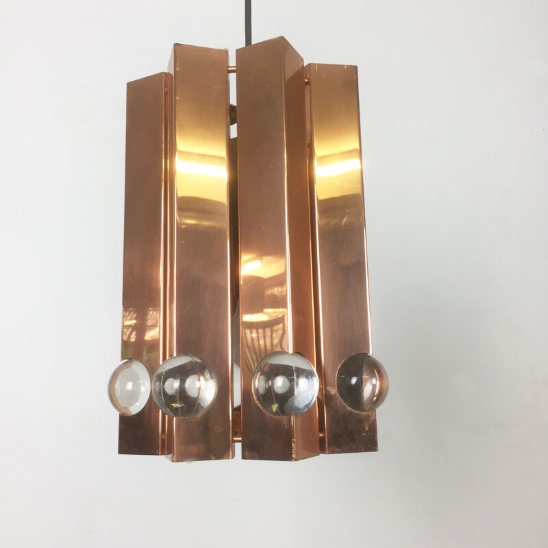 Hanging lamp in copper with glass balls - 1960s