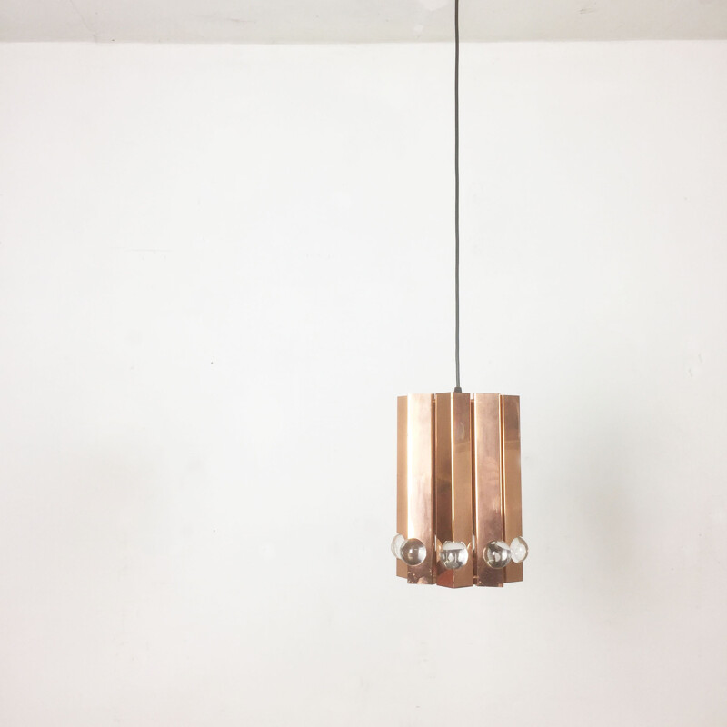 Hanging lamp in copper with glass balls - 1960s