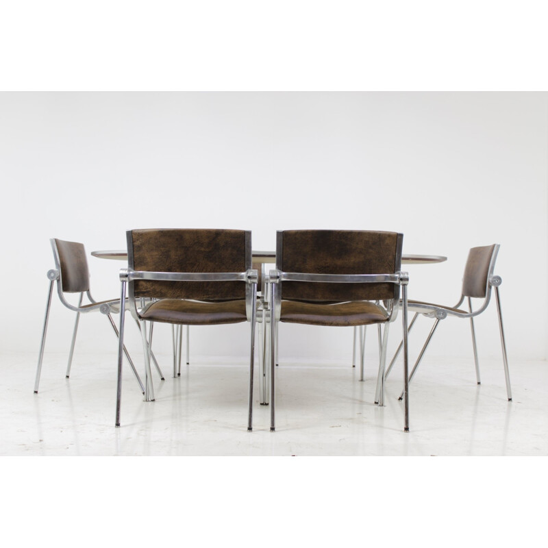 Set of six chairs in aluminium produced by Vaghi - 1960s