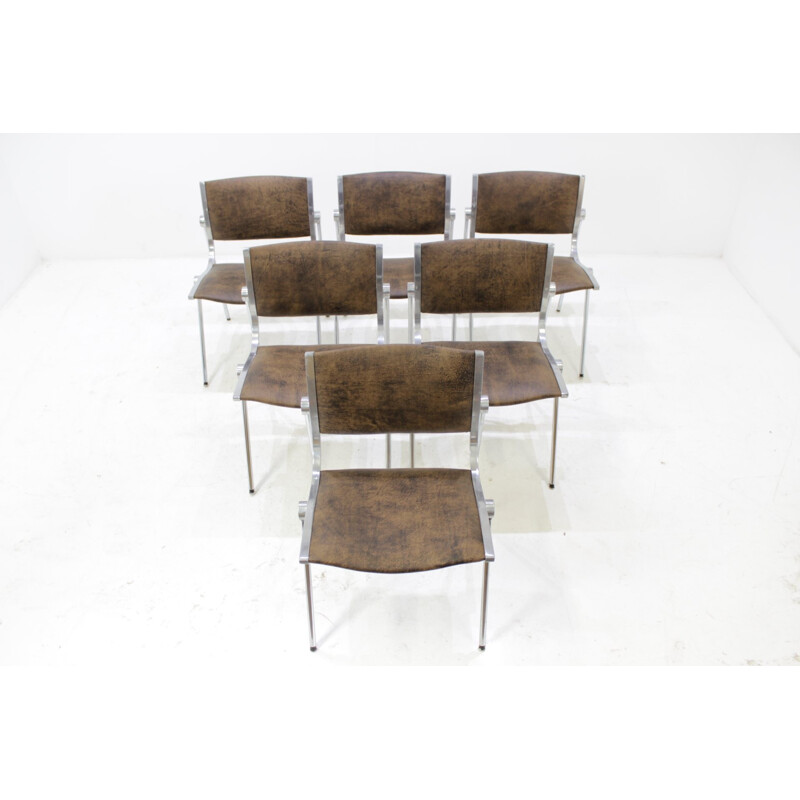 Set of six chairs in aluminium produced by Vaghi - 1960s