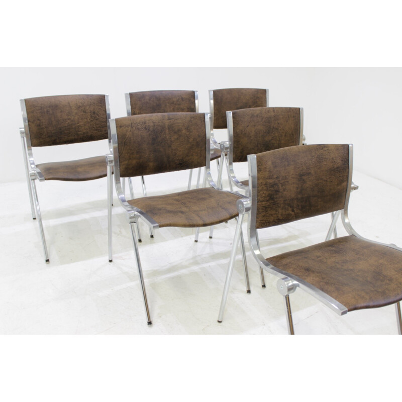 Set of six chairs in aluminium produced by Vaghi - 1960s