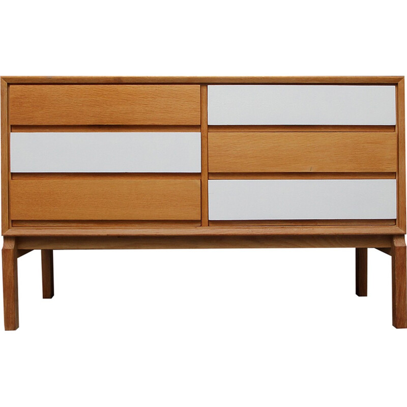 Buffet vintage à 6 tiroirs en chêne et formica produit par FFD - 1960