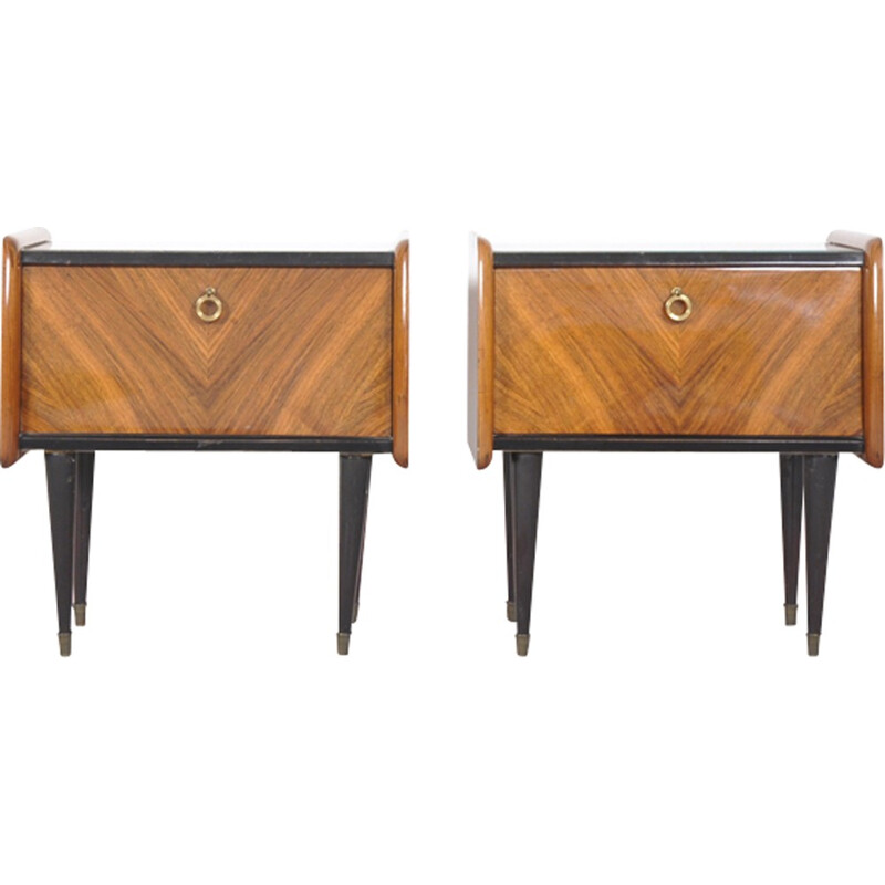 Set of 2 mid-century Italian rosewood nightstands - 1950s