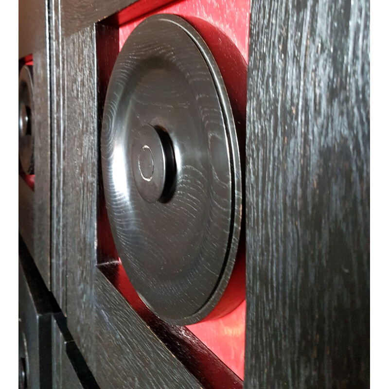 Belgian black wooden bar with red details - 1970s