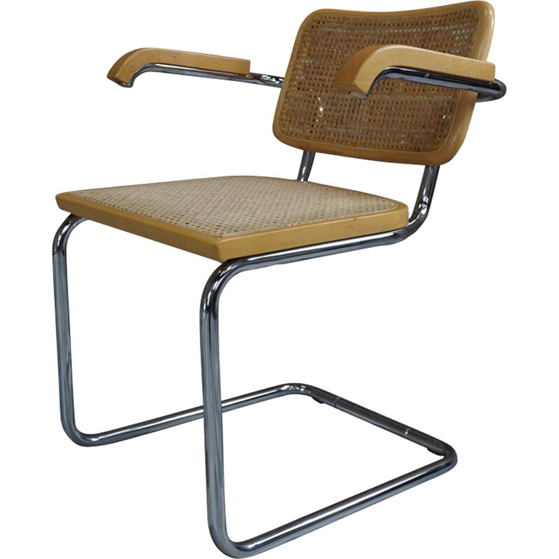 B64 armchair in wood and chromium by Marcel Breuer - 1960s