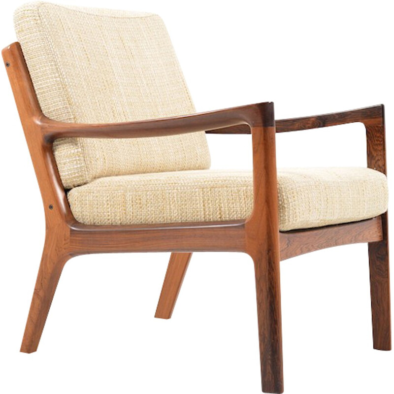 Fauteuil lounge modèle sénateur en palissandre par Ole Wanscher - 1960