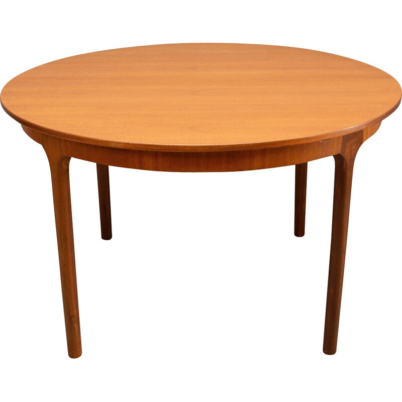 Mid-Century teak circular extendable dining Table for McIntosh 